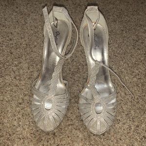 Silver high heels size 9